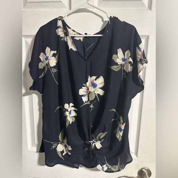 West Kei Tops - Navy Floral Blouse